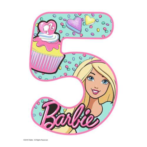 Barbie Number 5 Edible Icing Image - Click Image to Close